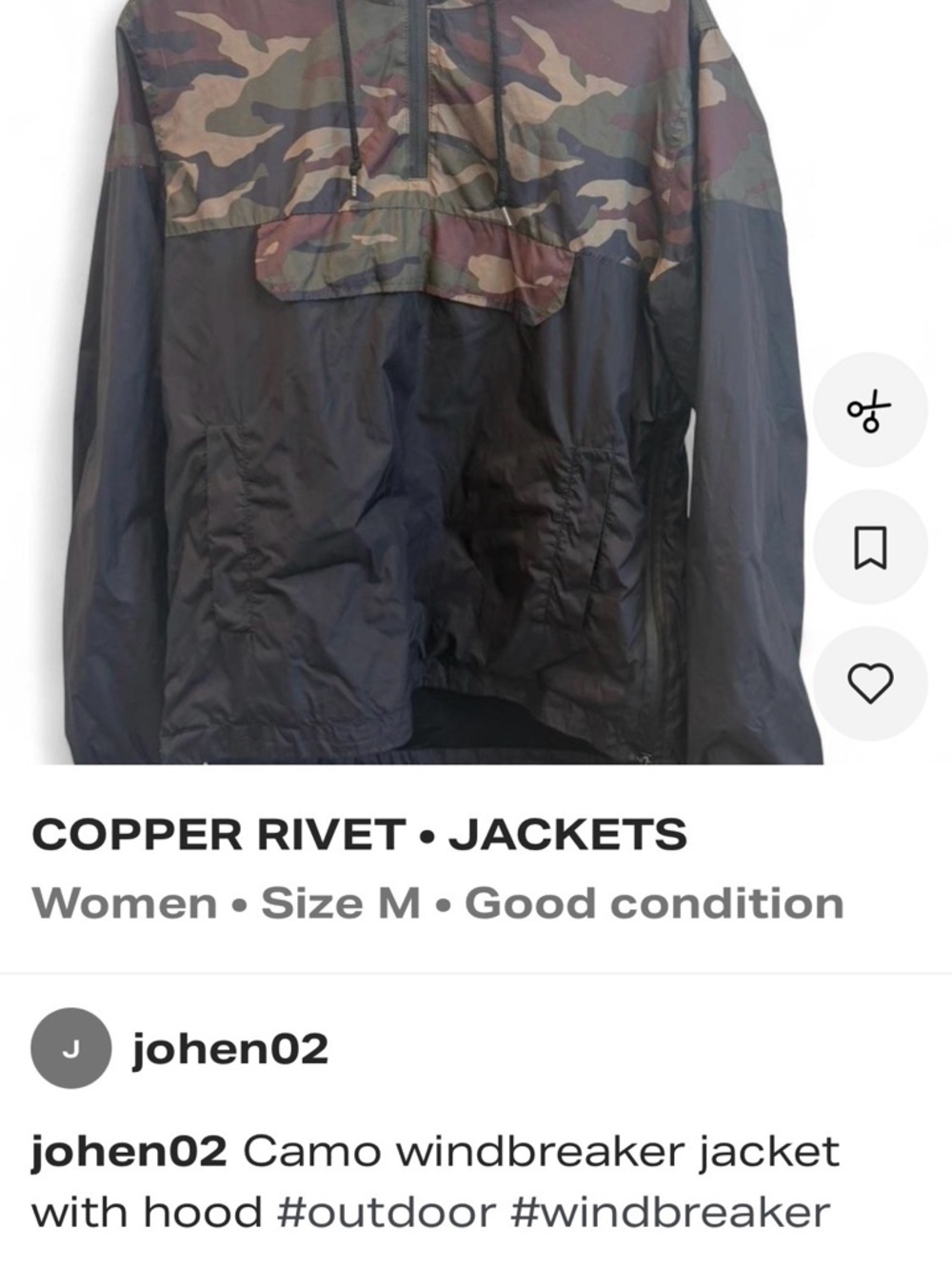 Camo Panel Anorak Windbreaker Jacket - Olive & Black